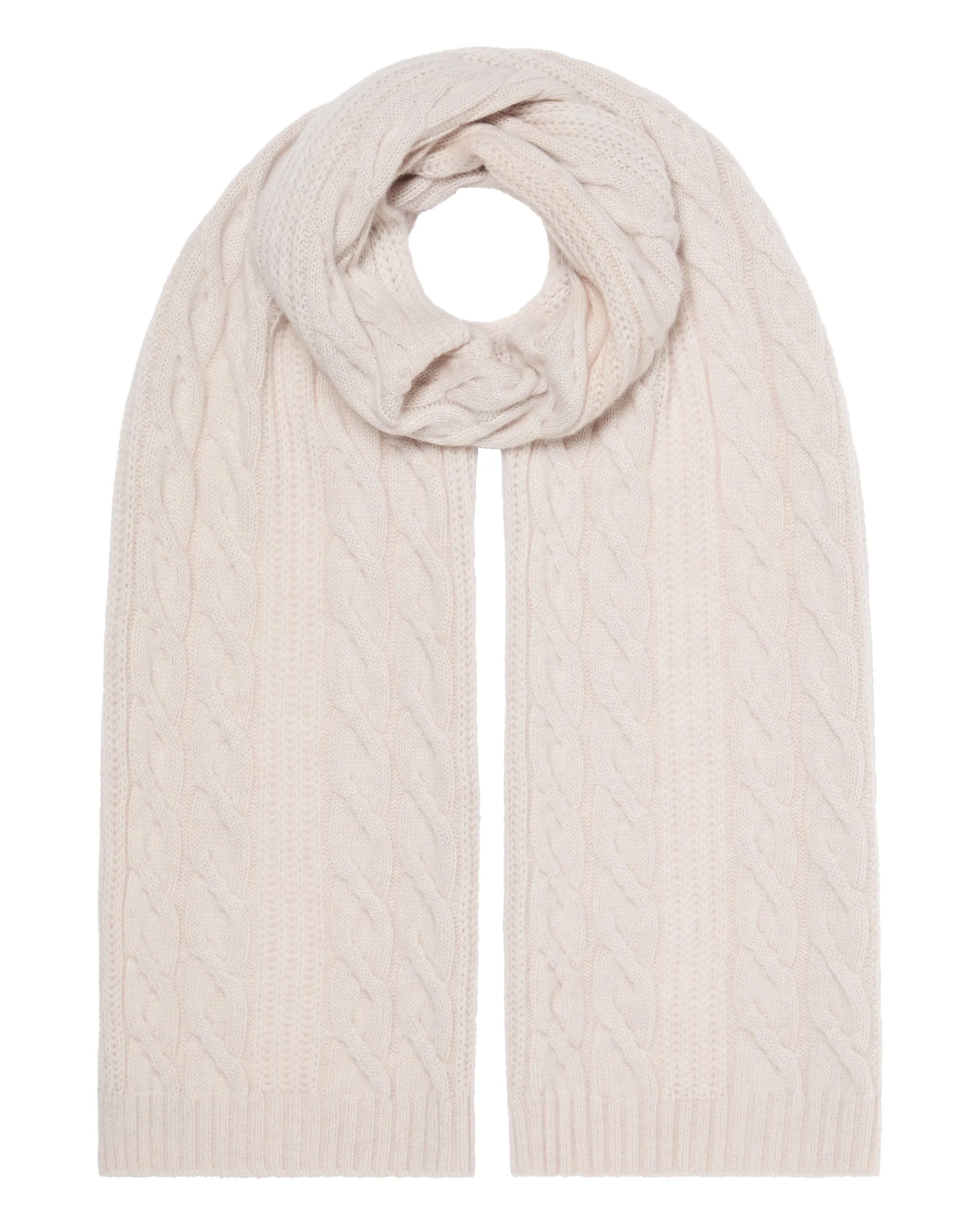 Women's Cable Rib Cashmere Scarf Frost White