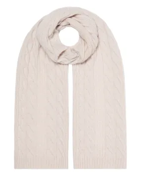 Women's Cable Rib Cashmere Scarf Frost White